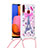 Silicone Candy Rubber TPU Bling-Bling Soft Case Cover with Lanyard Strap S02 for Samsung Galaxy A20s