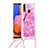 Silicone Candy Rubber TPU Bling-Bling Soft Case Cover with Lanyard Strap S02 for Samsung Galaxy A20s