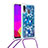 Silicone Candy Rubber TPU Bling-Bling Soft Case Cover with Lanyard Strap S02 for Samsung Galaxy A30
