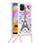 Silicone Candy Rubber TPU Bling-Bling Soft Case Cover with Lanyard Strap S02 for Samsung Galaxy A31 Pink