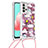 Silicone Candy Rubber TPU Bling-Bling Soft Case Cover with Lanyard Strap S02 for Samsung Galaxy A32 4G