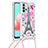 Silicone Candy Rubber TPU Bling-Bling Soft Case Cover with Lanyard Strap S02 for Samsung Galaxy A32 4G