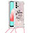 Silicone Candy Rubber TPU Bling-Bling Soft Case Cover with Lanyard Strap S02 for Samsung Galaxy A32 4G Pink