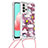 Silicone Candy Rubber TPU Bling-Bling Soft Case Cover with Lanyard Strap S02 for Samsung Galaxy A32 5G