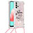 Silicone Candy Rubber TPU Bling-Bling Soft Case Cover with Lanyard Strap S02 for Samsung Galaxy A32 5G Pink