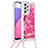 Silicone Candy Rubber TPU Bling-Bling Soft Case Cover with Lanyard Strap S02 for Samsung Galaxy A33 5G Hot Pink