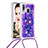 Silicone Candy Rubber TPU Bling-Bling Soft Case Cover with Lanyard Strap S02 for Samsung Galaxy A40 Purple