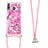 Silicone Candy Rubber TPU Bling-Bling Soft Case Cover with Lanyard Strap S02 for Samsung Galaxy A40s