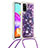 Silicone Candy Rubber TPU Bling-Bling Soft Case Cover with Lanyard Strap S02 for Samsung Galaxy A41