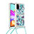 Silicone Candy Rubber TPU Bling-Bling Soft Case Cover with Lanyard Strap S02 for Samsung Galaxy A41