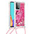 Silicone Candy Rubber TPU Bling-Bling Soft Case Cover with Lanyard Strap S02 for Samsung Galaxy A52 5G