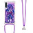 Silicone Candy Rubber TPU Bling-Bling Soft Case Cover with Lanyard Strap S02 for Samsung Galaxy A7 (2018) A750