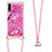 Silicone Candy Rubber TPU Bling-Bling Soft Case Cover with Lanyard Strap S02 for Samsung Galaxy A7 (2018) A750