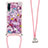 Silicone Candy Rubber TPU Bling-Bling Soft Case Cover with Lanyard Strap S02 for Samsung Galaxy A7 (2018) A750