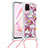 Silicone Candy Rubber TPU Bling-Bling Soft Case Cover with Lanyard Strap S02 for Samsung Galaxy A81