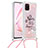 Silicone Candy Rubber TPU Bling-Bling Soft Case Cover with Lanyard Strap S02 for Samsung Galaxy A81