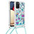Silicone Candy Rubber TPU Bling-Bling Soft Case Cover with Lanyard Strap S02 for Samsung Galaxy F02S SM-E025F