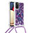 Silicone Candy Rubber TPU Bling-Bling Soft Case Cover with Lanyard Strap S02 for Samsung Galaxy F02S SM-E025F Purple