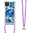 Silicone Candy Rubber TPU Bling-Bling Soft Case Cover with Lanyard Strap S02 for Samsung Galaxy F12