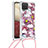 Silicone Candy Rubber TPU Bling-Bling Soft Case Cover with Lanyard Strap S02 for Samsung Galaxy F12