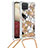 Silicone Candy Rubber TPU Bling-Bling Soft Case Cover with Lanyard Strap S02 for Samsung Galaxy F12