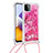 Silicone Candy Rubber TPU Bling-Bling Soft Case Cover with Lanyard Strap S02 for Samsung Galaxy F42 5G