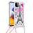 Silicone Candy Rubber TPU Bling-Bling Soft Case Cover with Lanyard Strap S02 for Samsung Galaxy F42 5G