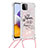 Silicone Candy Rubber TPU Bling-Bling Soft Case Cover with Lanyard Strap S02 for Samsung Galaxy F42 5G