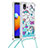 Silicone Candy Rubber TPU Bling-Bling Soft Case Cover with Lanyard Strap S02 for Samsung Galaxy M01 Core