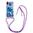 Silicone Candy Rubber TPU Bling-Bling Soft Case Cover with Lanyard Strap S02 for Samsung Galaxy M01s