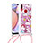 Silicone Candy Rubber TPU Bling-Bling Soft Case Cover with Lanyard Strap S02 for Samsung Galaxy M01s