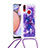 Silicone Candy Rubber TPU Bling-Bling Soft Case Cover with Lanyard Strap S02 for Samsung Galaxy M01s