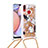 Silicone Candy Rubber TPU Bling-Bling Soft Case Cover with Lanyard Strap S02 for Samsung Galaxy M01s