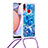 Silicone Candy Rubber TPU Bling-Bling Soft Case Cover with Lanyard Strap S02 for Samsung Galaxy M01s