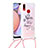 Silicone Candy Rubber TPU Bling-Bling Soft Case Cover with Lanyard Strap S02 for Samsung Galaxy M01s Pink