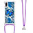 Silicone Candy Rubber TPU Bling-Bling Soft Case Cover with Lanyard Strap S02 for Samsung Galaxy M02