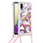 Silicone Candy Rubber TPU Bling-Bling Soft Case Cover with Lanyard Strap S02 for Samsung Galaxy M02