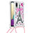 Silicone Candy Rubber TPU Bling-Bling Soft Case Cover with Lanyard Strap S02 for Samsung Galaxy M02