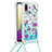 Silicone Candy Rubber TPU Bling-Bling Soft Case Cover with Lanyard Strap S02 for Samsung Galaxy M02