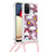 Silicone Candy Rubber TPU Bling-Bling Soft Case Cover with Lanyard Strap S02 for Samsung Galaxy M02s