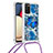 Silicone Candy Rubber TPU Bling-Bling Soft Case Cover with Lanyard Strap S02 for Samsung Galaxy M02s