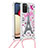 Silicone Candy Rubber TPU Bling-Bling Soft Case Cover with Lanyard Strap S02 for Samsung Galaxy M02s