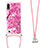 Silicone Candy Rubber TPU Bling-Bling Soft Case Cover with Lanyard Strap S02 for Samsung Galaxy M10