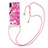 Silicone Candy Rubber TPU Bling-Bling Soft Case Cover with Lanyard Strap S02 for Samsung Galaxy M10