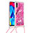 Silicone Candy Rubber TPU Bling-Bling Soft Case Cover with Lanyard Strap S02 for Samsung Galaxy M10