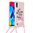 Silicone Candy Rubber TPU Bling-Bling Soft Case Cover with Lanyard Strap S02 for Samsung Galaxy M10