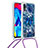 Silicone Candy Rubber TPU Bling-Bling Soft Case Cover with Lanyard Strap S02 for Samsung Galaxy M10 Blue