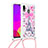 Silicone Candy Rubber TPU Bling-Bling Soft Case Cover with Lanyard Strap S02 for Samsung Galaxy M10S