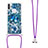 Silicone Candy Rubber TPU Bling-Bling Soft Case Cover with Lanyard Strap S02 for Samsung Galaxy M11