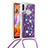 Silicone Candy Rubber TPU Bling-Bling Soft Case Cover with Lanyard Strap S02 for Samsung Galaxy M11